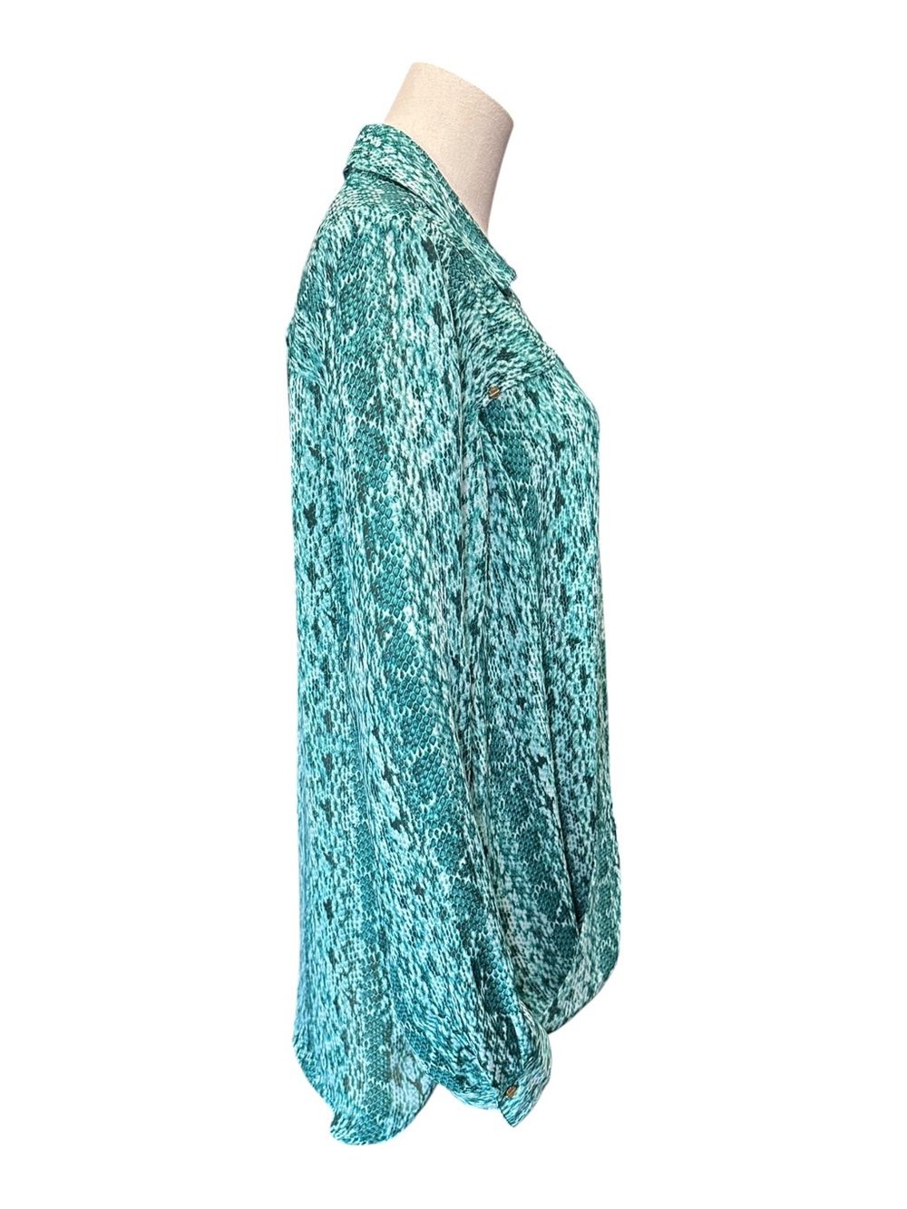MICHAEL Michael Kors Teal Snake Print Long-Sleeve Blouse - Picture 4 of 10